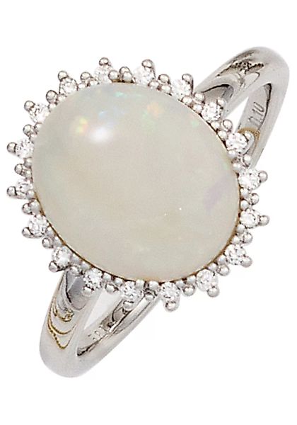 JOBO Diamantring, 585 Weißgold mit Opal-Cabochon und 18 Diamanten günstig online kaufen