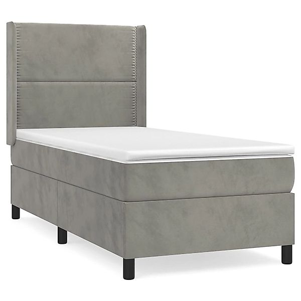 vidaXL Boxspringbett mit Matratze Hellgrau 100x200 cm Samt1378561 günstig online kaufen