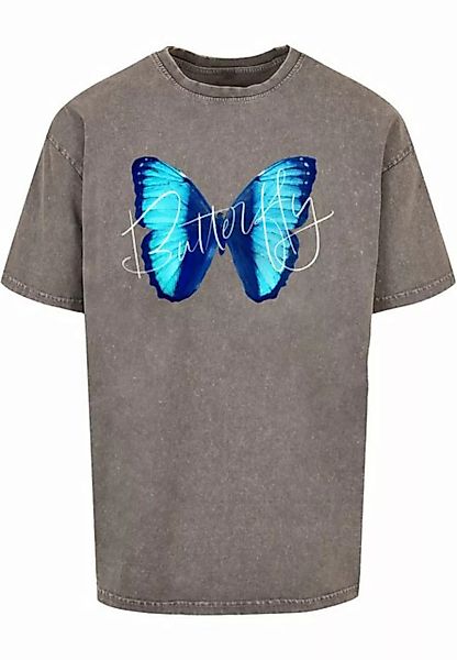 Merchcode T-Shirt Merchcode Herren Butterfly Blue Acid Washed Heavy Oversiz günstig online kaufen