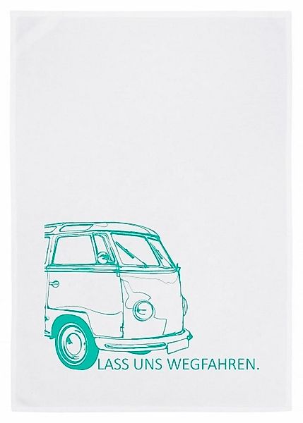 17,30 Hamburg Geschirrtuch LASS UNS WEGFAHREN, pool blue, (1-tlg), 50x70cm, günstig online kaufen