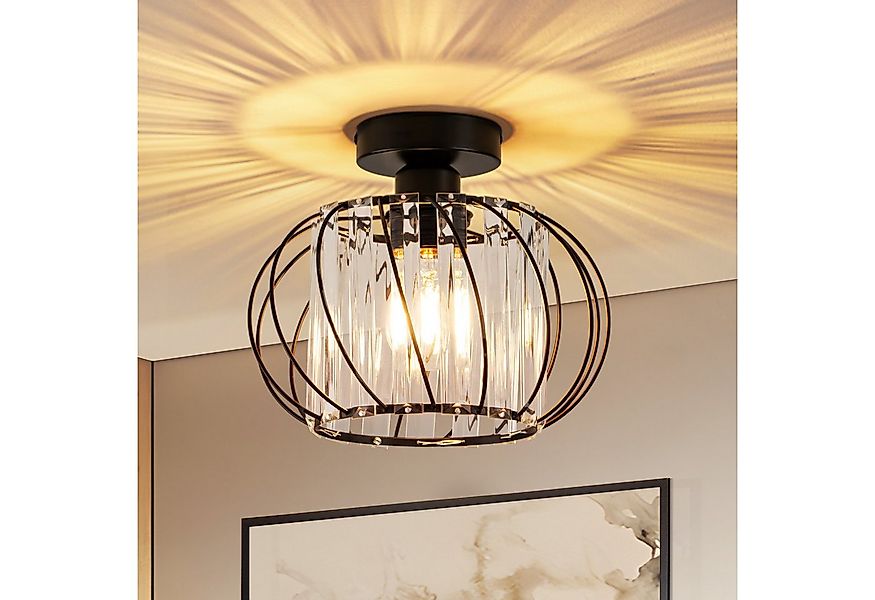 ZMH Deckenleuchte Whonzimmer Schwarz Kristall Modern Deckenleuchte E27 Vint günstig online kaufen
