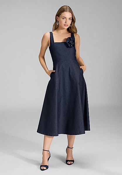 SWING Cocktailkleid - Midi Kleid mit Karree-Ausschnitt aus Dark Denim Taill günstig online kaufen
