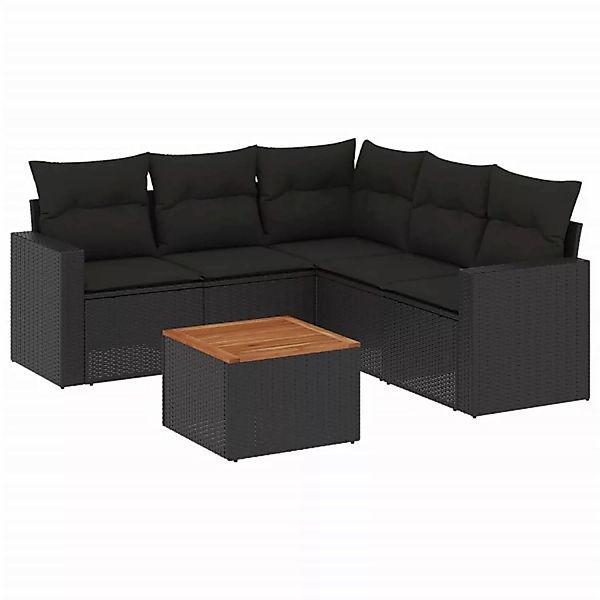 vidaXL 6-tlg Garten-Sofagarnitur mit Kissen Schwarz Poly Rattan Modell 87 günstig online kaufen