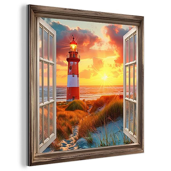 MuchoWow Metallbild Aussicht - Fenster - günstig online kaufen