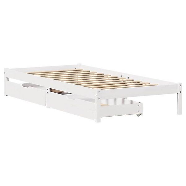 vidaXL Bett Massivholzbett ohne Matratze Weiß 90x200 cm Kiefernholz günstig online kaufen