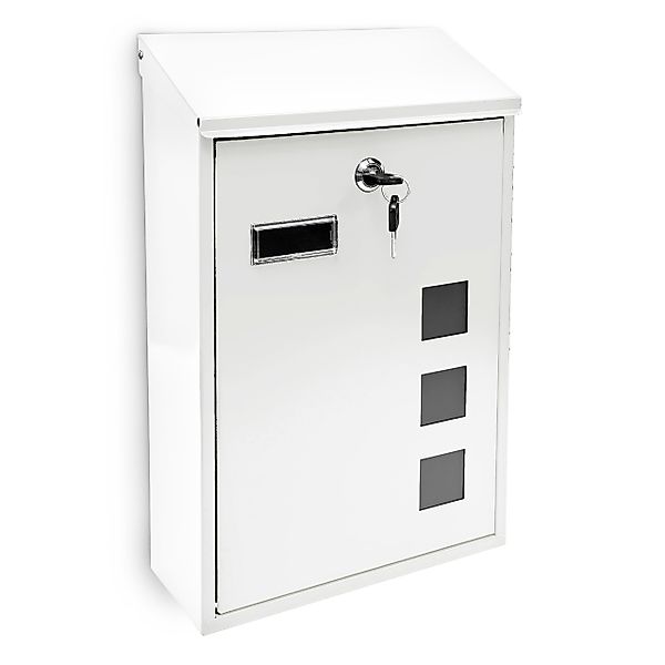 relaxdays Briefkasten 3 Fenster Farbauswahl, Weiß günstig online kaufen