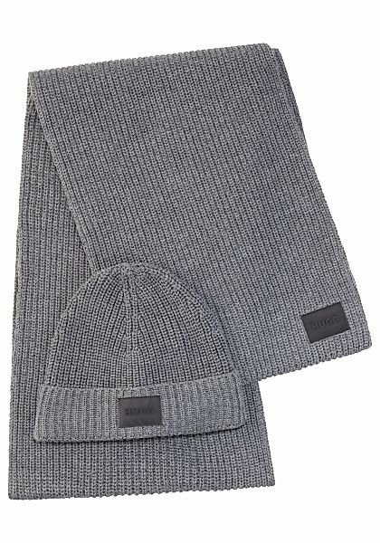 HUGO Schal "Zago Set" Set, 2 Stk. im Set mit passender Mütze, mit Label-Auf günstig online kaufen