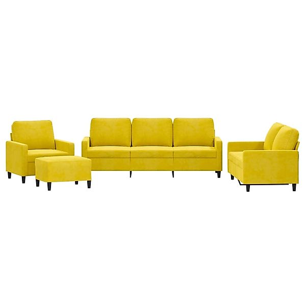 vidaXL 4-Tlg Sofagarnitur mit Kissen Gelb Samt 3201492 günstig online kaufen