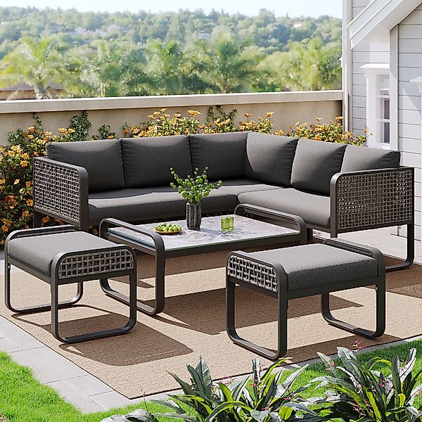 Merax Gartenlounge-Set, (Sitzgruppe Balkonmöbel mit 2-Sitzer-Sofa, günstig online kaufen