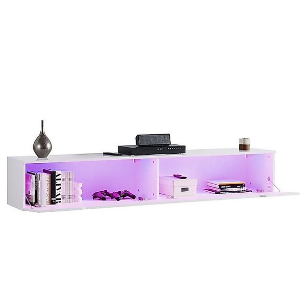 SONNI TV-Schrank Ein weißer, hängender TV-Schrank mit LED-Lichteffekten.160 günstig online kaufen