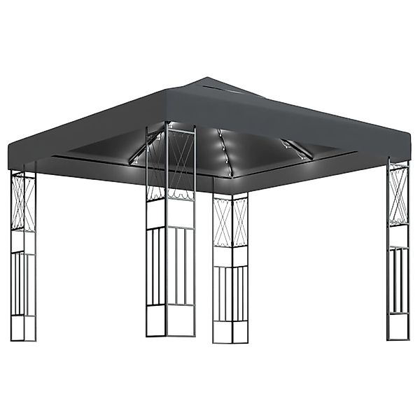 vidaXL Pavillon mit LED-Lichterkette 3x3 m Anthrazit Stoff günstig online kaufen