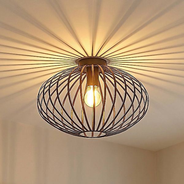 Lindby Deckenleuchte Maivi, schwarz, 40 cm, Eisen, Käfig günstig online kaufen