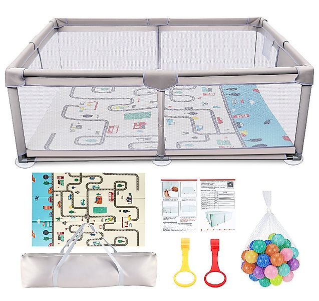 ElitVita Laufgitter Laufstall Baby, 300D Oxford Stoff, mit Faltbar Spielmat günstig online kaufen