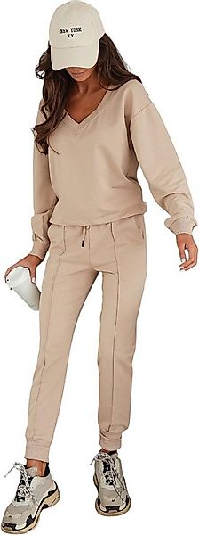 EloModa Jogginganzug Damen Jogginganzug Freizeitanzug mit Sweatshirt Baumwo günstig online kaufen