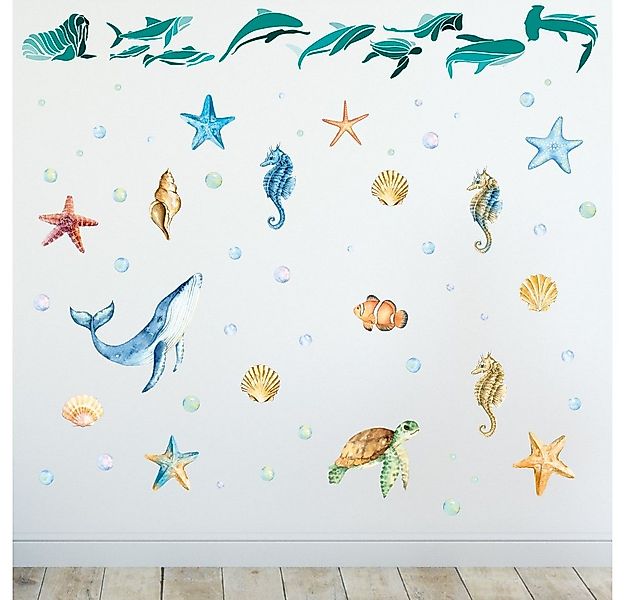 Sunnywall Wandtattoo Unterwasser Fische Meereswelt - Wandtattoo Aufkleber ( günstig online kaufen
