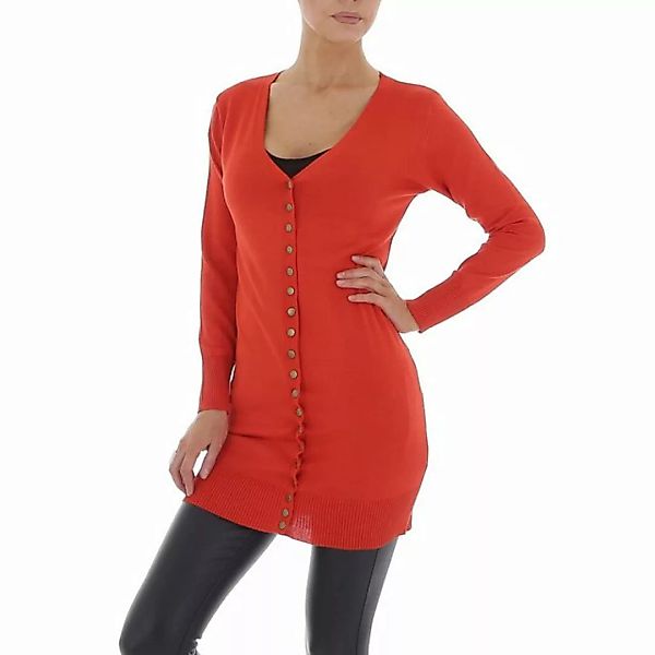 Ital-Design Strickjacke Damen Freizeit Stretch Longpullover in Orange günstig online kaufen