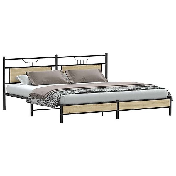 vidaXL Bett Metallbett ohne Matratze Sonoma-Eiche 200x200 cm günstig online kaufen