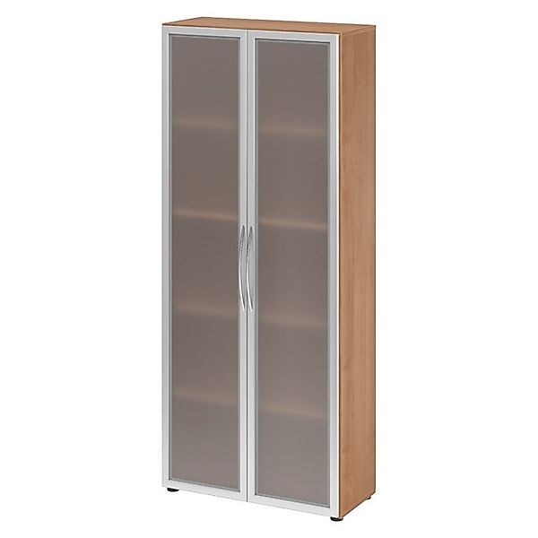 bümö Aktenschrank basic Aktenschrank Dekor: Nussbaum/Milchglaß günstig online kaufen