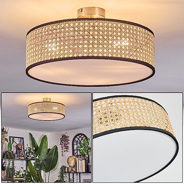 hofstein Deckenleuchte Deckenlampe aus Metall/Korbgeflecht/Stoff/Kunststoff günstig online kaufen