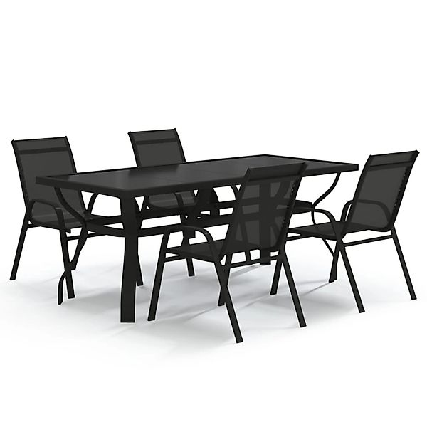 vidaXL 5-Tlg Garten-Essgruppe Schwarz 3095980 günstig online kaufen