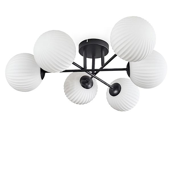 hofstein Deckenleuchte Deckenlampe aus Metall/Riffelglas in günstig online kaufen