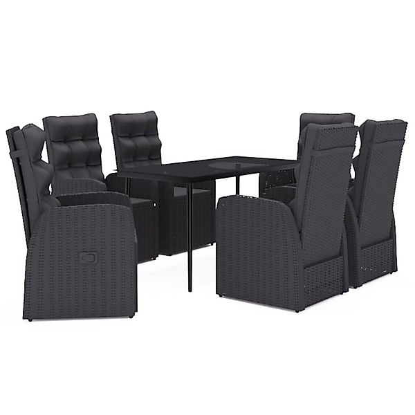 vidaXL 7-Tlg Garten-Essgruppe mit Kissen Schwarz 3099503 günstig online kaufen