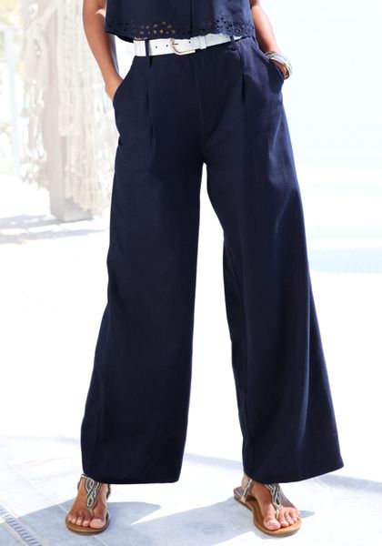 LASCANA Palazzohose mit Gürtelschlaufen, Leinenhose, Sommerhose, günstig online kaufen