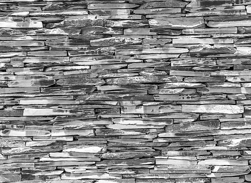 Papermoon Fototapete "Steinwand Schwarz & Weiß" günstig online kaufen