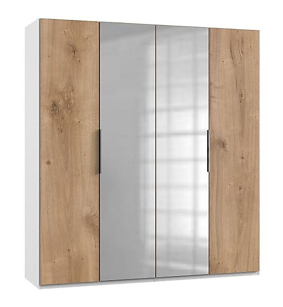 Schrank 200 cm breit mit Spiegel LEVEL36 A Holzoptik Braun / Weiß günstig online kaufen