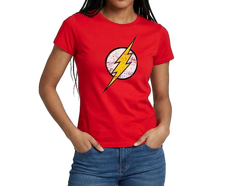 Spreadshirt T-Shirt DC Comics Justice League The Flash Logo Used Look Fraue günstig online kaufen