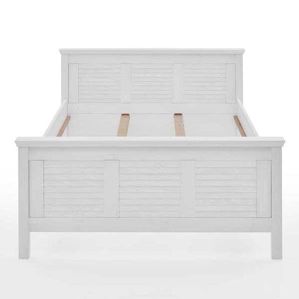Weißes Landhausbett aus Kiefer Massivholz 94 cm Kopfteil günstig online kaufen