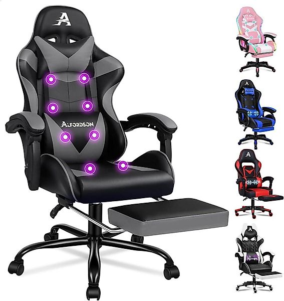 LuxusKollektion Gaming-Stuhl Gaming-Stuhl mit Massagefunktion, Fußstütze, günstig online kaufen