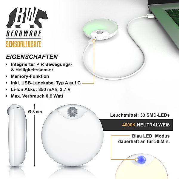 Brandson LED Nachtlicht 3x Schranklicht mit günstig online kaufen