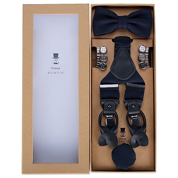 Prince BOWTIE Hosenträger, Fliege und Einstecktuch im Set Farbe blau Größe: günstig online kaufen