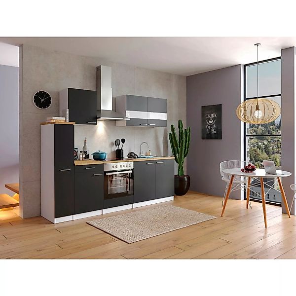 Respekta Küchenzeile KB240WSC 240 cm Schwarz-Weiß günstig online kaufen