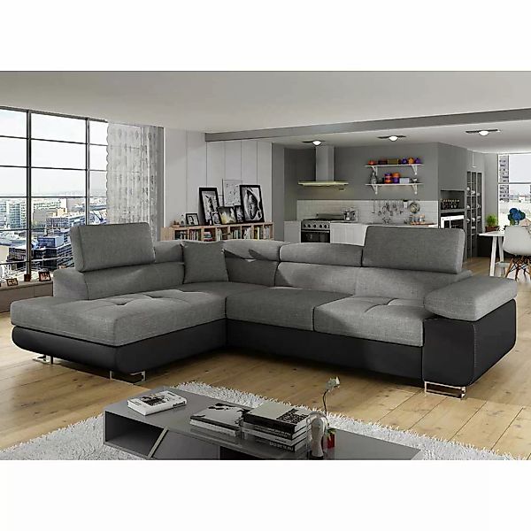 Sofa Ecksofa in Grau und Schwarz günstig online kaufen