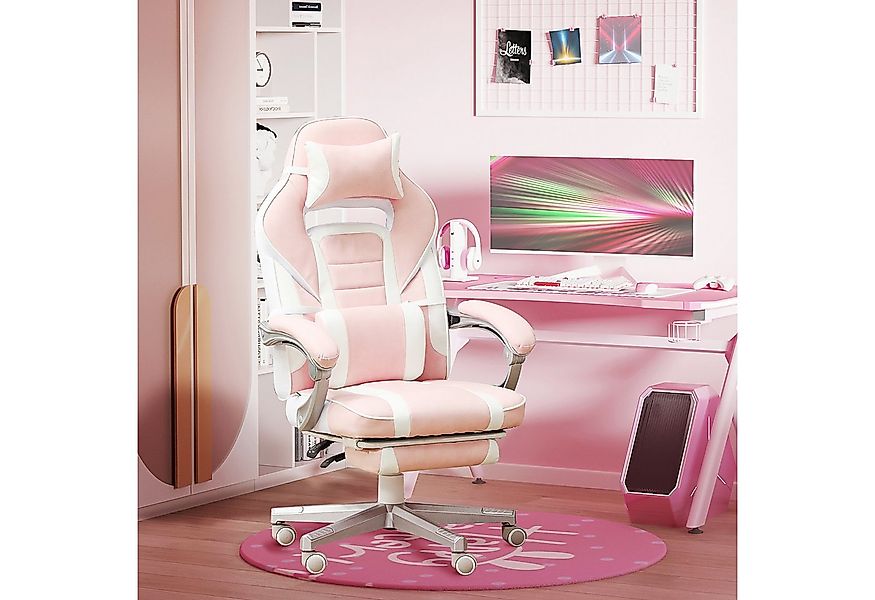 HOMCOM Schreibtischstuhl Gamingstuhl mit Fußstütze, höhenverstellbar (drehb günstig online kaufen