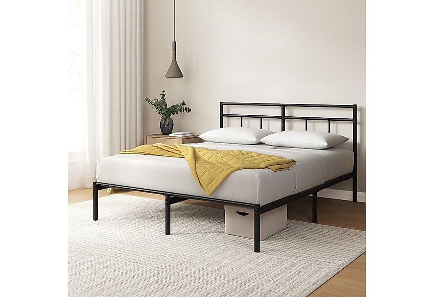 ZINUS Bettgestell Florence Square mit Kopfteil (Schwarz, 140x200 cm), Doppe günstig online kaufen