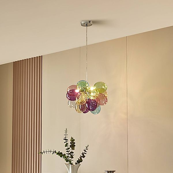 Lucande Hängeleuchte Diborah, Ø 40 cm, bunt, Glas, G9 günstig online kaufen