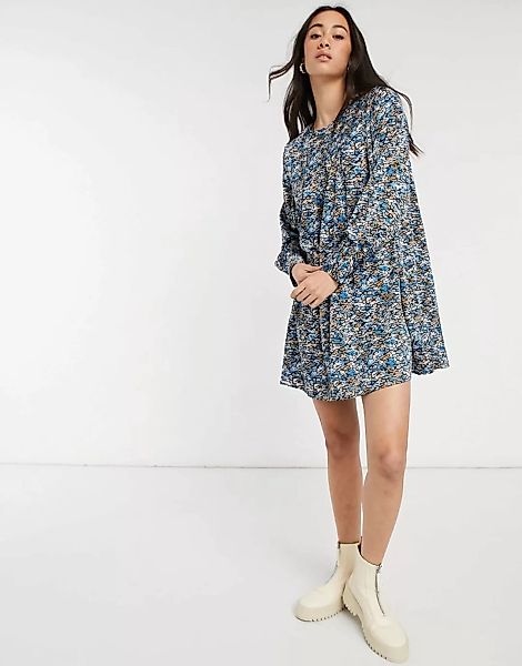 Vero Moda – Mini-Hängerkleid in Blau mit abstraktem Muster-Mehrfarbig günstig online kaufen