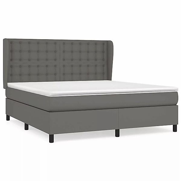 vidaXL Boxspringbett mit Matratze Grau 160x200 cm Kunstleder1466732 günstig online kaufen