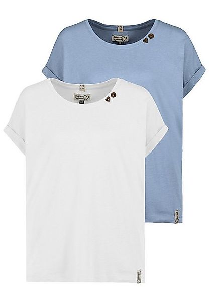 SUBLEVEL T-Shirt Gestreiftes mit Rundhalsausschnitt aus Baumwolle (2-tlg) 2 günstig online kaufen