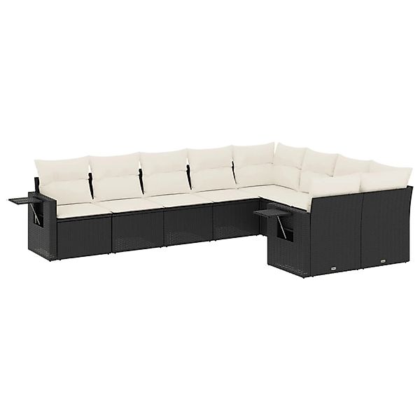 vidaXL 9-Tlg Garten-Sofagarnitur mit Kissen Schwarz Poly Rattan 3252973 günstig online kaufen