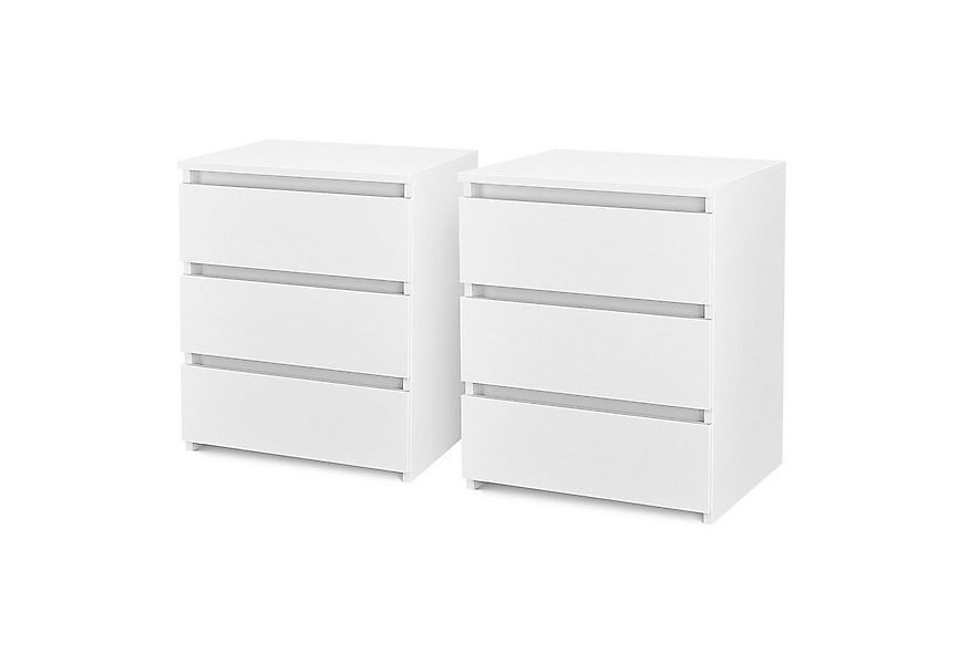 Homfa Nachttisch mit 3 Schubladen (2-St), Nachttschrank Nachtkommode Weiß 4 günstig online kaufen