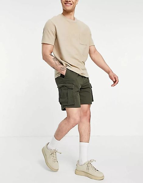 Pull&Bear – Cargo-Shorts in Khaki-Grün günstig online kaufen