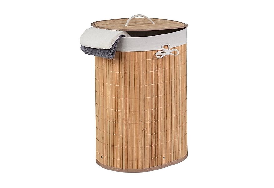 relaxdays Wäschekorb Bambus Wäschekorb oval, natur günstig online kaufen