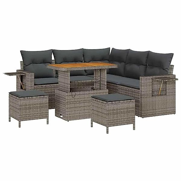 vidaXL Gartensofa-Set mit Kissen 9 Stk Grau Poly-Rattan 3363698 günstig online kaufen