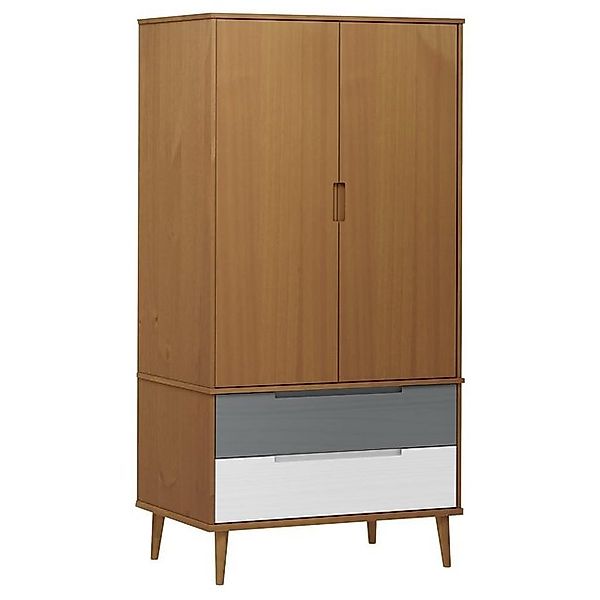 furnicato Kleiderschrank MOLDE Braun 90x55x175 cm Massivholz Kiefer (1-St) günstig online kaufen