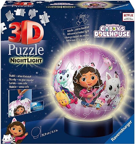 Ravensburger Puzzleball Nachtlicht Gabby's Dollhouse, 72 Puzzleteile, Made günstig online kaufen