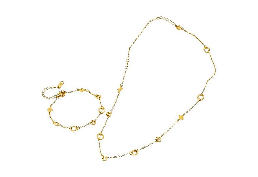 KARMA Schmuckset Halskette & Armband Klee Gold 2er Set Edelstahl vergoldet günstig online kaufen